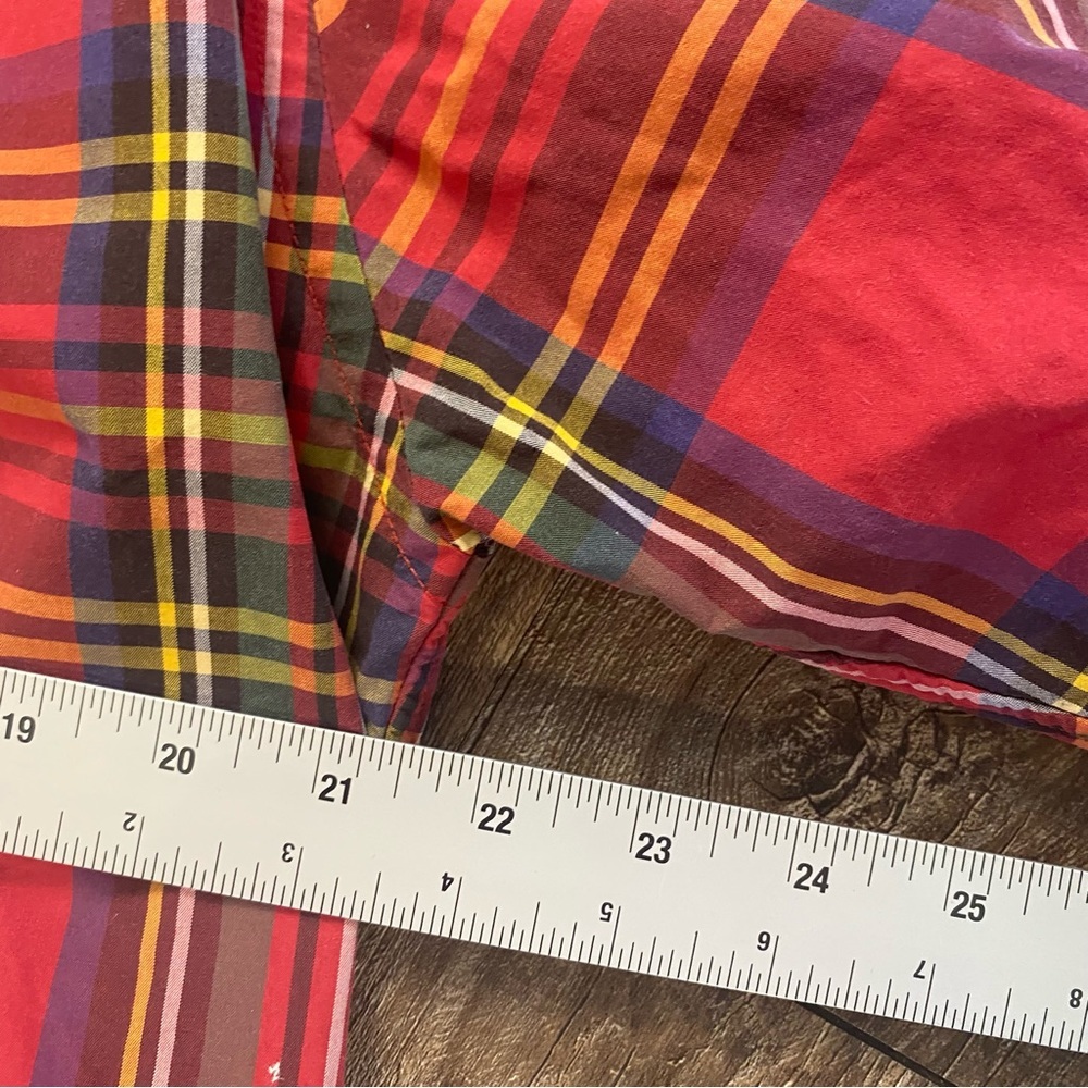 Tommy Hilfgher Shirt Men XL Red Plaid Cotton Long Sleeve Button Down Slim Fit - Picture 9 of 10
